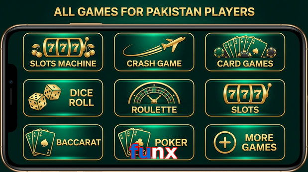Main screen of Funx games page for PK players